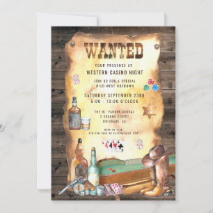 Rustic Western Rodeo Cowboy Casino Invitation