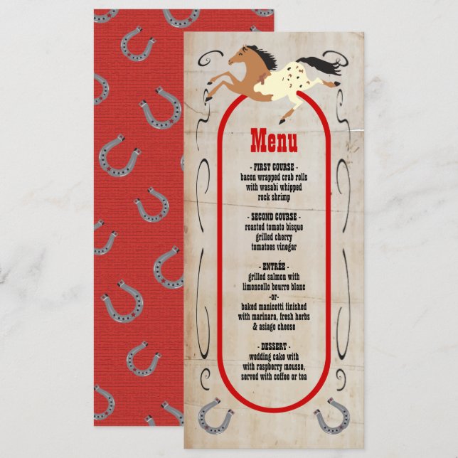 Rustic western rodeo Wedding Menu (Front/Back)