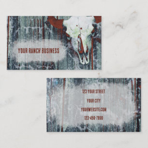 Rustic Western Rust Brown Grey Texture Bull Skull Business Card