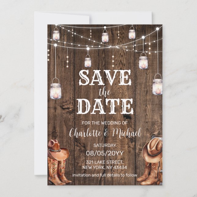 Rustic Western Save the Date Wedding Invitation (Front)