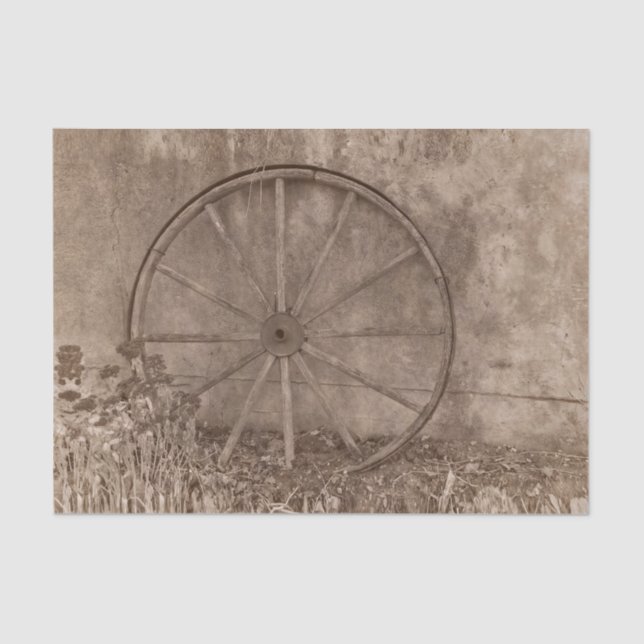  Rustic Western Sepia Tone Country Wagon Wheel Tissue Paper (Front)