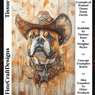 Rustic Western Sheriff Bulldog, Hat DD3 Decoupage Tissue Paper