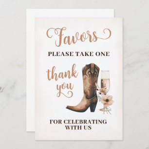 Rustic Western Shower Favours Sign Invitation