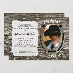 Rustic Western-style Graduation Invite with photo