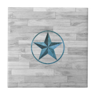 Rustic Western Style Star (Blue) Tile