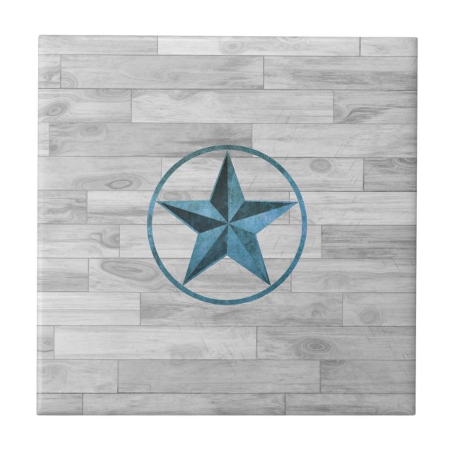 Rustic Western Style Star (Blue) Tile (Front)