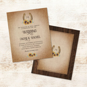 Rustic Western Sunflowers Wedding Invitation