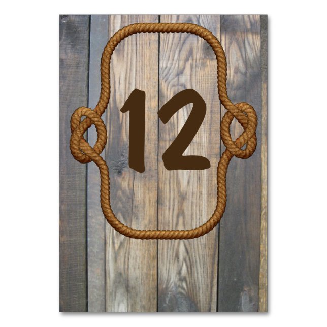 Rustic Western Theme Wedding Table Number (Front)