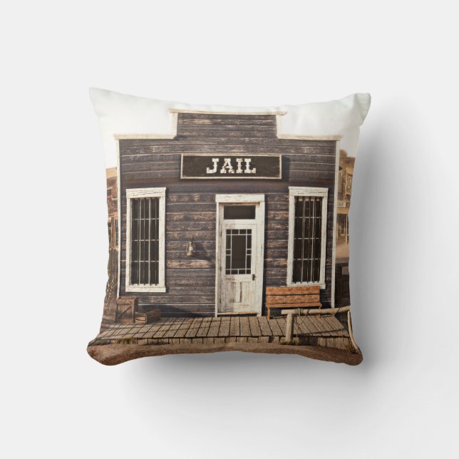 Rustic western town jail. 3d ing. Part of a wester Cushion (Front)