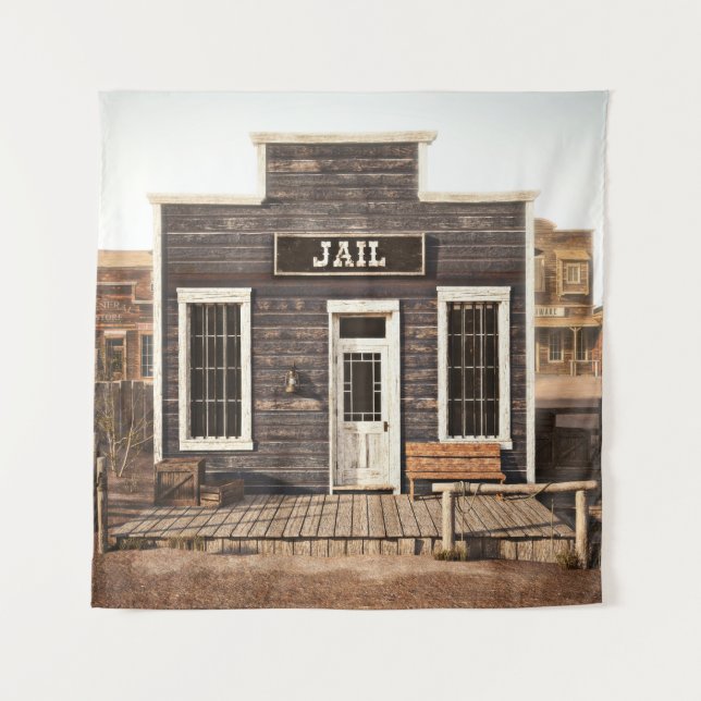 Rustic western town jail. 3d ing. Part of a wester Tapestry (Front)