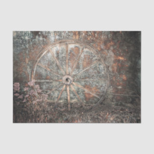 Rustic Western Vintage Grey Rust Wagon Wheel Tissue Paper