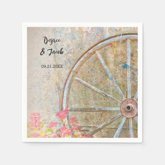  Rustic Western Vintage Wagon Wheel Napkin (Front)