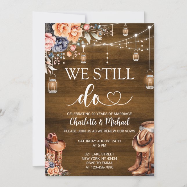 Rustic Western We Still Do Vow Renewal Invitation (Front)