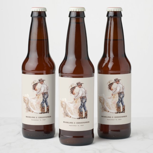 Rustic Western Wedding Beer Bottle Label (Bottles)