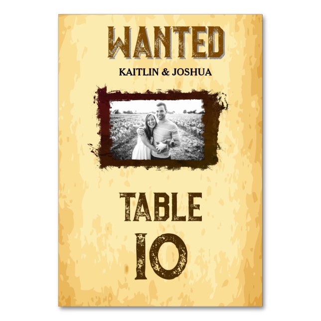 Rustic Western Wedding 💍Custom Photo Table Number (Front)
