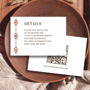 Rustic Western Wedding Details Card with QR Code