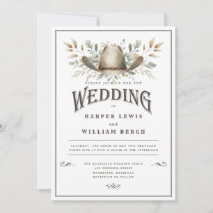 Rustic Western wedding Invitation