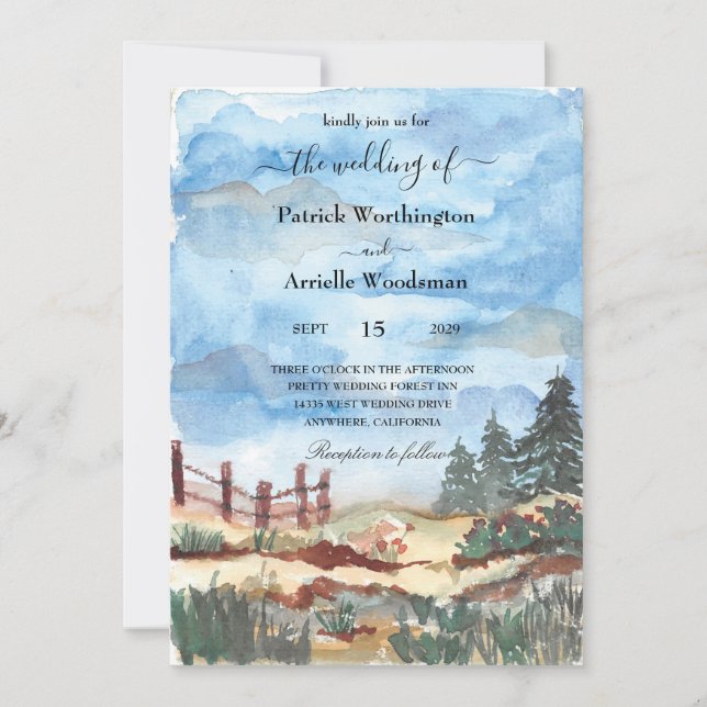 rustic western wedding invitations (Front)