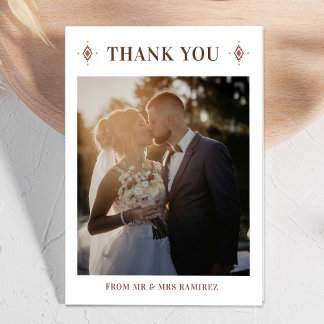 Rustic Western Wedding Photo Thank You Card