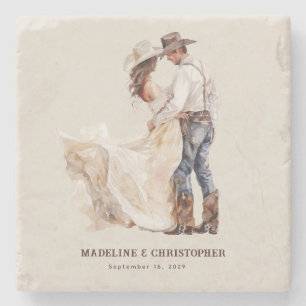Rustic Western Wedding Stone Coaster
