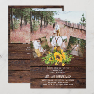 Rustic Western Wedding Sunflowers PHOTO Collage Card