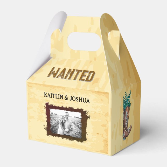 Rustic Western Wedding 🤠 Wanted Photo  Favour Box (Front Side)