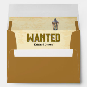 Rustic Western Wedding 🤠 Wanted Vintage Lantern Envelope