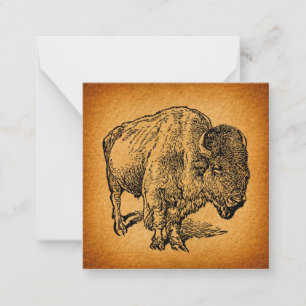 Rustic Western Wild Buffalo Bison Antique Art Card