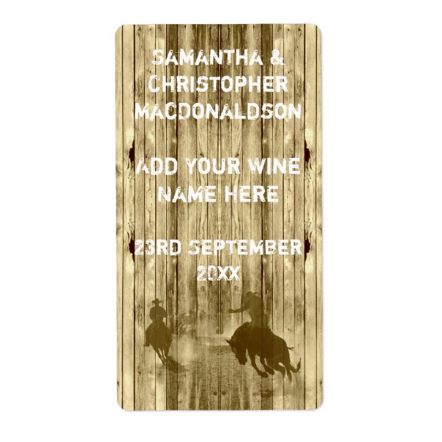 Rustic western wild west cowboy  wine (Front)