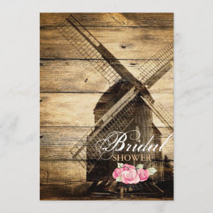 rustic western windmill Barn bridal shower Invitation