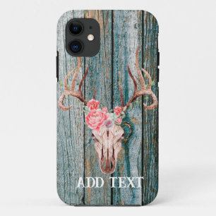 Rustic Western Wood Deer Skull  iPhone 11 Case