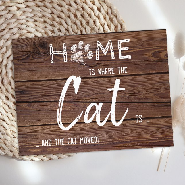 Rustic We've Moved New Home Cat Pet Moving Announcement Postcard (Creator Uploaded)