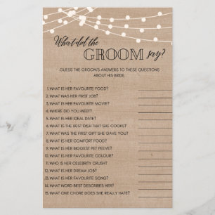 Rustic what did groom say bridal shower game