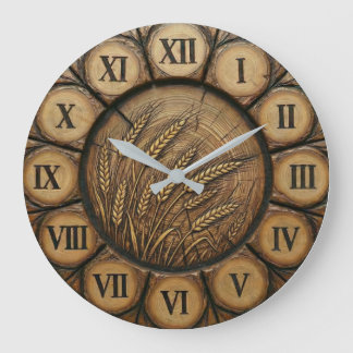 Rustic Wheat Stalks Wall Clock | Farmhouse Decor
