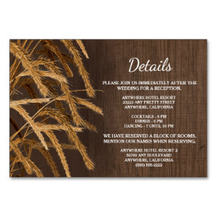 Rustic Wheat Wedding Reception Accommodation Cards