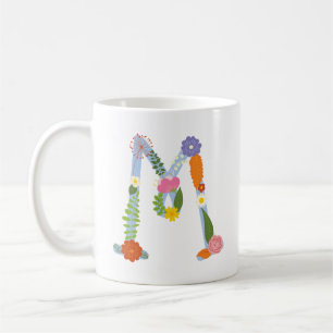 Rustic Whimsical Flower Monogram (M) Coffee Mug