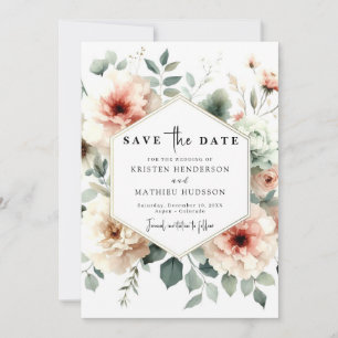 Rustic Whimsical Peach Wedding Save The Date