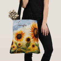 Rustic Whimsical Watercolor Sunflowers Monogram