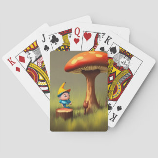 Rustic Whimsical Wooden Mushroom Gnome Woodland Playing Cards