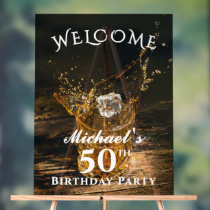 Rustic Whiskey Birthday Party Welcome Acrylic Sign