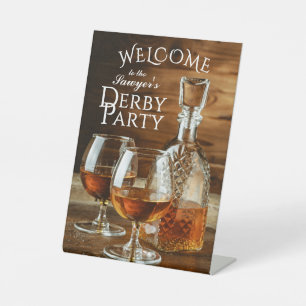 Rustic Whiskey Derby Party Welcome Pedestal Sign