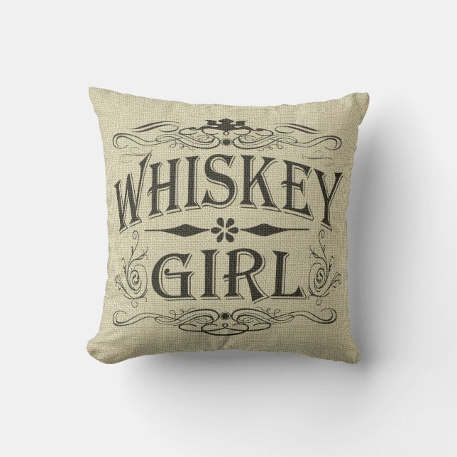Rustic Whiskey Girl Cushion (Front)