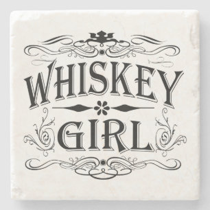 Rustic Whiskey Girl Stone Coaster