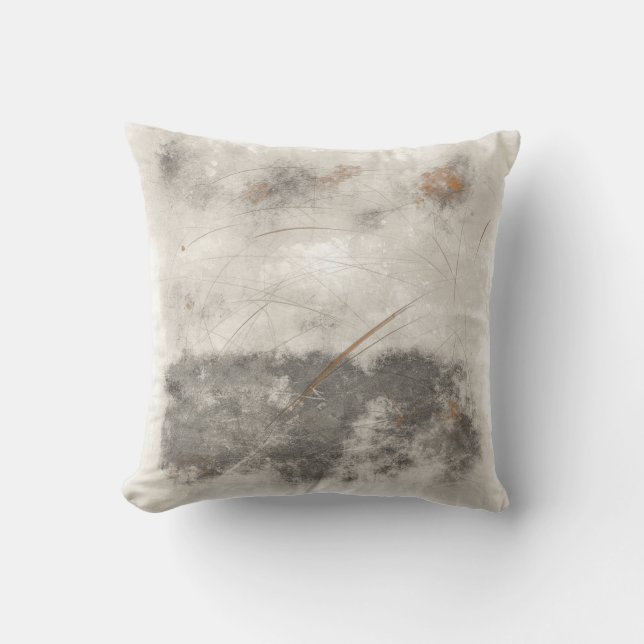 Rustic White and Grey Sand with a Touch of Orange Cushion (Front)