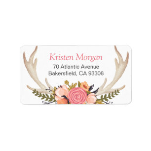 Rustic White Antler Beautiful Floral Decor Label