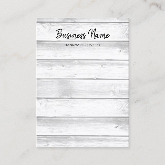 Rustic White Barn Wood Earring Jewellery Display Business Card (Front)