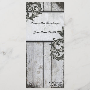 Rustic White Birch Bark Barn Board Wedding Program Programme