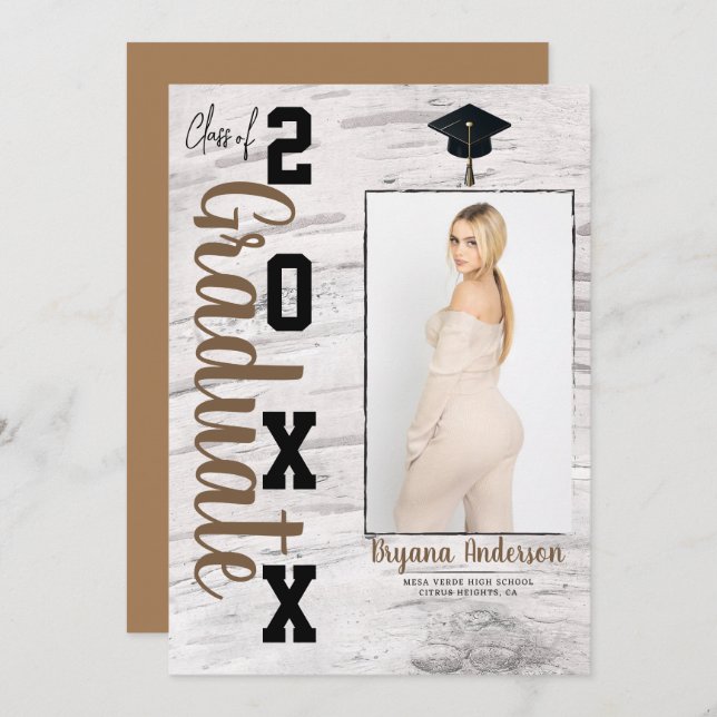 Rustic White Birch Graduation Photo Announcement   (Front/Back)