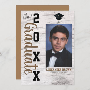 Rustic White Birch Graduation Photo Announcement