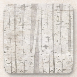 Rustic White Birch Trees Coaster